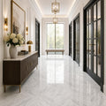 Carrara White (C) 18x18 Polished Marble Tile — Hallway floor