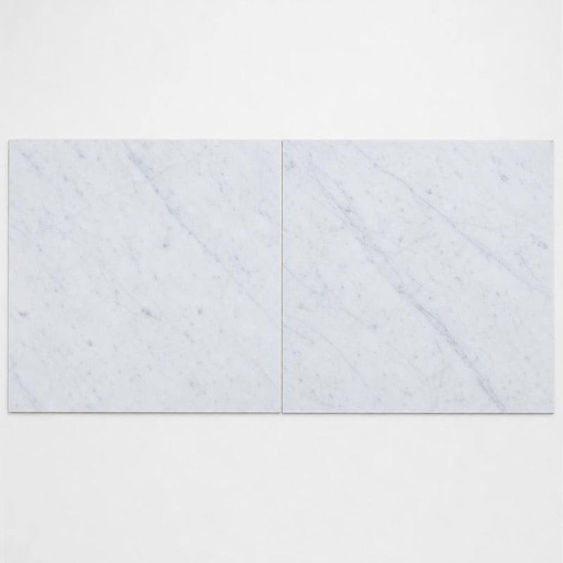Carrara White C 24x24 Honed Veined Marble Tile close-up