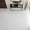 Carrara White C 24x24 Honed Veined Marble Tile — Foyer floor