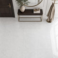 Carrara White C 24x24 Polished Veined Marble Tile — Foyer floor