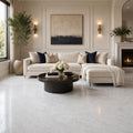 Carrara White C 24x24 Polished Veined Marble Tile — Living Room floor
