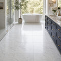 Carrara White C 24x24 Polished Veined Marble Tile — Primary Bath floor