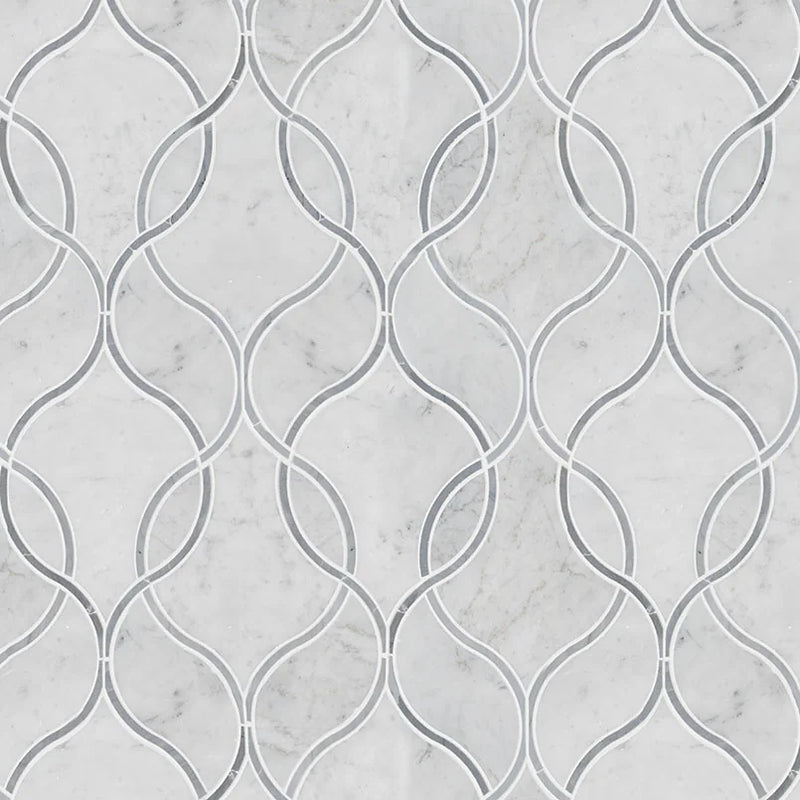 Carrara White Ellipsis Pattern Polished Marble Mosaic Tile