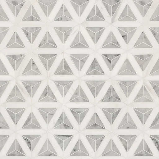 Carrara White Faceted Pattern Polished Marble Mosaic Tile