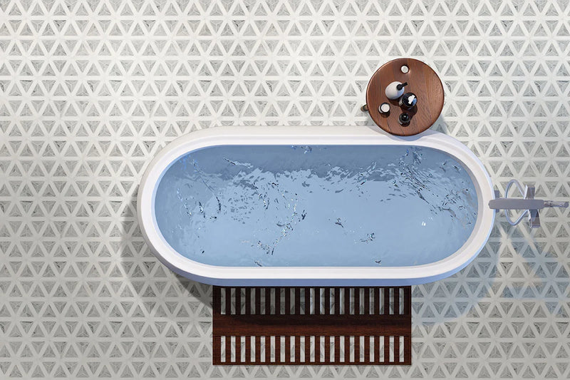 Carrara White Faceted Pattern Polished Marble Mosaic Tile