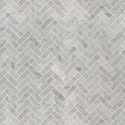Carrara White Herringbone Pattern Polished Marble Mosaic Tile