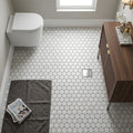 Carrara White Hexagon 1x1 Honed Marble Mosaic — Bathroom floor