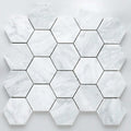 Carrara White Hexagon 2x2 Honed Marble Mosaic close-up