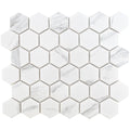 Glazed Hex Matte Carrara White 2x2 Hexagon Marble Look Porcelain Mosaic