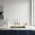 Carrara White (Italian) Marble 1x1 Honed Hexagon Mosaic — Kitchen backsplash