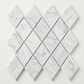 Carrara White (Italian) Marble 1x2 Honed Diamond / Rhomboid Mosaic close-up