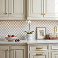 Carrara White (Italian) Marble 1x2 Honed Diamond / Rhomboid Mosaic — Kitchen backsplash