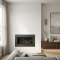 Carrara White (Italian) Marble 1x2 Honed Herringbone Mosaic — Living Room accent wall