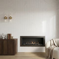 Carrara White (Italian) Marble 1x3 Honed Herringbone Mosaic — Living Room accent wall