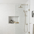 Carrara White (Italian) Marble 1x4 Honed Herringbone Mosaic — Bathroom shower wall