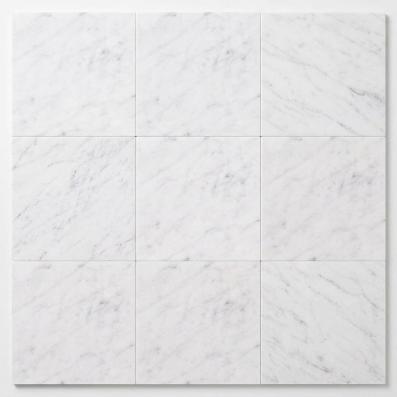 Carrara White (Italian) Marble 12x12 Honed Tile close-up