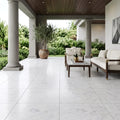 Carrara White (Italian) Marble 18x18 Honed Tile — Covered Patio floor