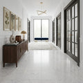 Carrara White (Italian) Marble 18x18 Honed Tile — Hallway floor