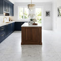 Carrara White (Italian) Marble 18x18 Honed Tile — Kitchen floor