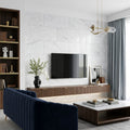 Carrara White (Italian) Marble 18x36 Honed Tile — Living Room feature wall