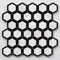 Carrara White (Italian) Marble 2x2 Honed Hexagon Mosaic Vortex Hexagon (w/ Black) close-up