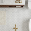 Carrara White (Italian) Marble 2x2 Honed Hexagon Mosaic — Bathroom floor