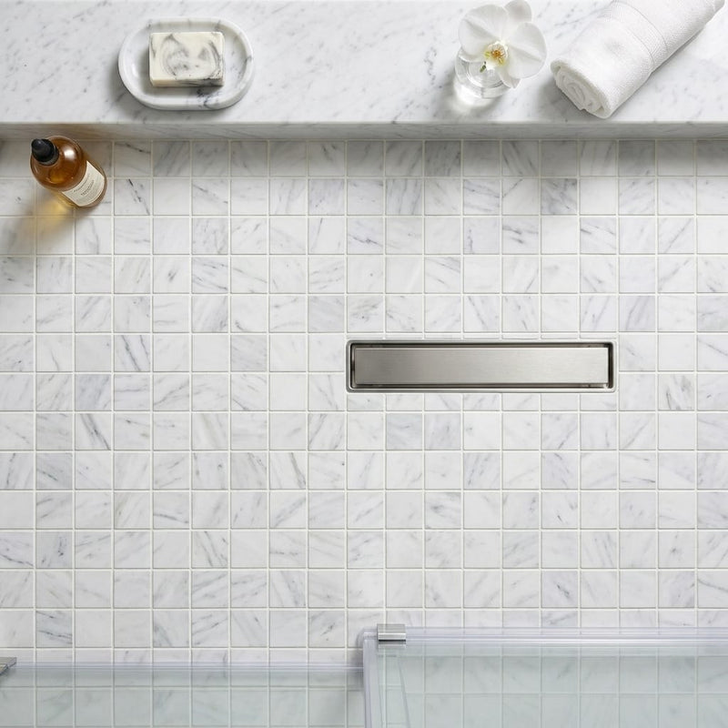 Carrara White (Italian) Marble 2x2 Honed Mosaic — Bathroom shower floor