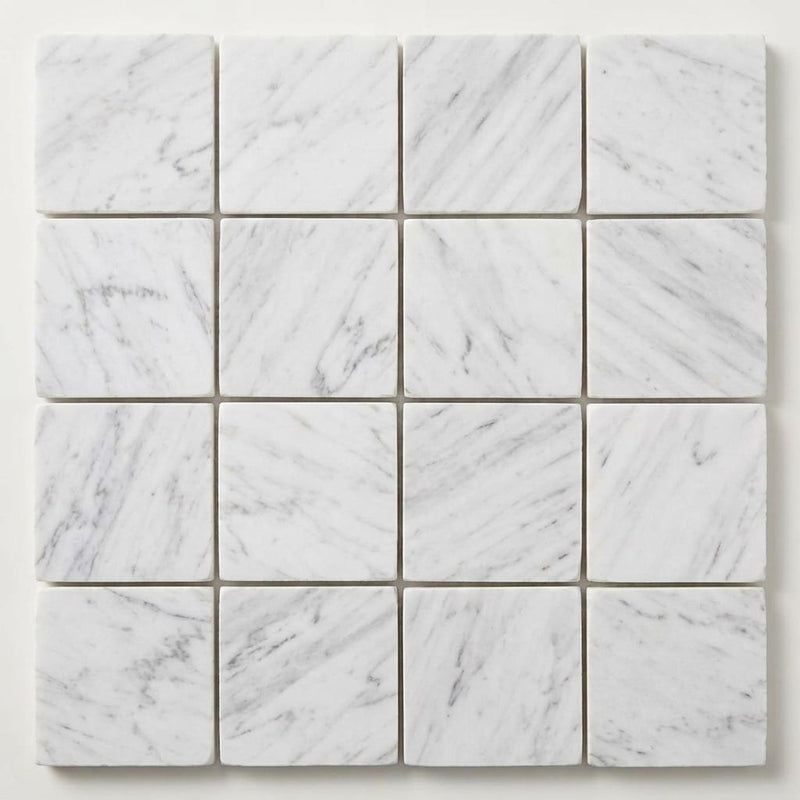 Carrara White (Italian) Marble 2x2 Honed Mosaic close-up