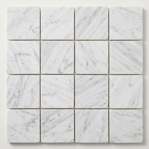 Carrara White (Italian) Marble 2x2 Honed Mosaic close-up