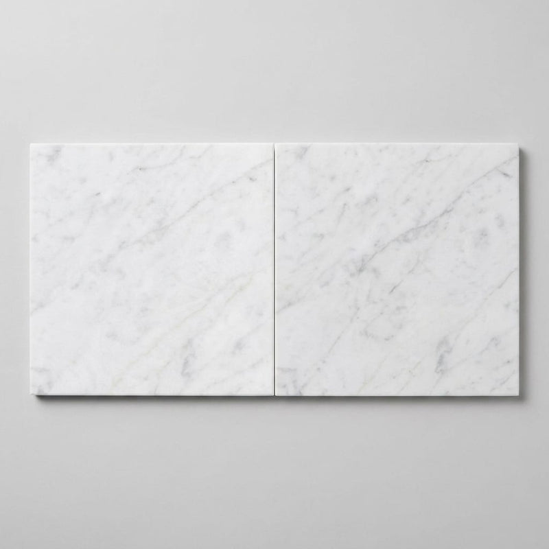 Carrara White (Italian) Marble 24x24 Honed Tile close-up