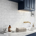 Carrara White (Italian) Marble 3x6 Honed Tile — Laundry Room backsplash