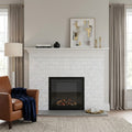 Carrara White (Italian) Marble 3x6 Honed Tile — Living Room fireplace surround