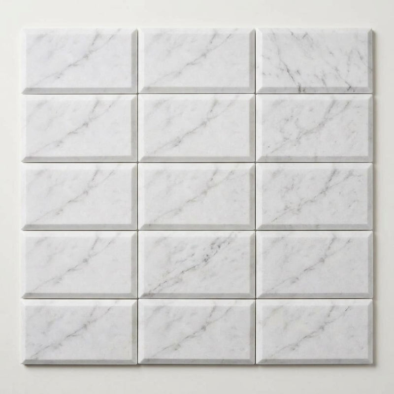 Carrara White (Italian) Marble 3x6 Honed Tile close-up