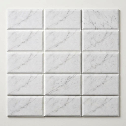 Carrara White (Italian) Marble 3x6 Honed Tile close-up