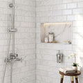 Carrara White (Italian) Marble 3x6 Tumbled Tile — Bathroom shower wall