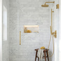 Carrara White (Italian) Marble 4x12 Honed Tile — Bathroom shower wall