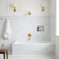 Carrara White (Italian) Marble 4x12 Honed Tile — Bathroom tub surround