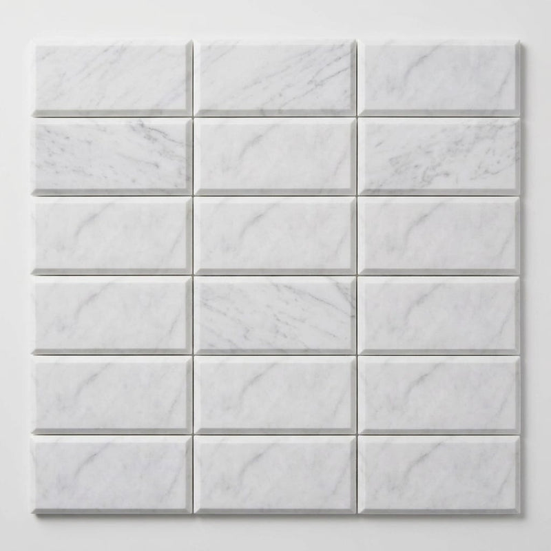Carrara White (Italian) Marble 4x12 Honed Tile close-up