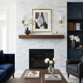 Carrara White (Italian) Marble 4x12 Honed Tile — Living Room fireplace surround
