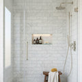 Carrara White (Italian) Marble 4x12 Honed Tile — Bathroom shower wall