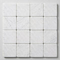 Carrara White (Italian) Marble 4x4 Tumbled Tile close-up