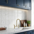 Carrara White (Italian) Marble 4x4 Tumbled Tile — Kitchen backsplash