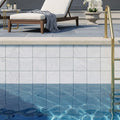 Carrara White (Italian) Marble 4x4 Tumbled Tile — Swimming Pool waterline