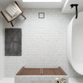 Carrara White (Italian) Marble 5/8x5/8 Honed Mosaic — Bathroom floor