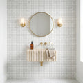 Carrara White (Italian) Marble 5/8x5/8 Honed Mosaic — Powder Room wall