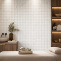 Carrara White (Italian) Marble 5/8x5/8 Honed Mosaic — Spa spa interior