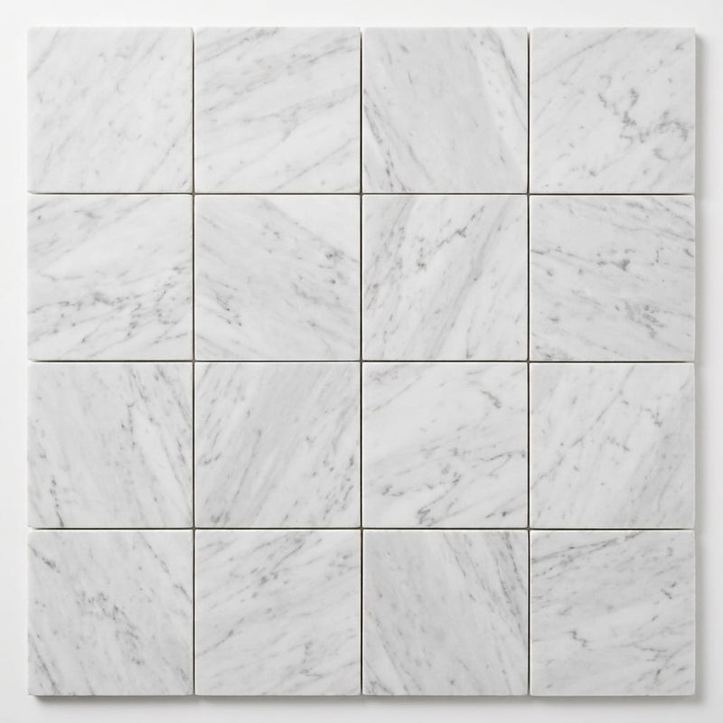 Carrara White (Italian) Marble 6x6 Honed Tile close-up
