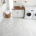 Carrara White (Italian) Marble 6x6 Honed Tile — Laundry Room floor