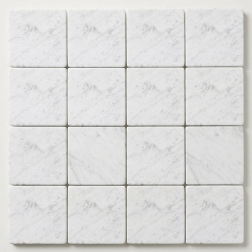 Carrara White (Italian) Marble 6x6 Tumbled Tile close-up