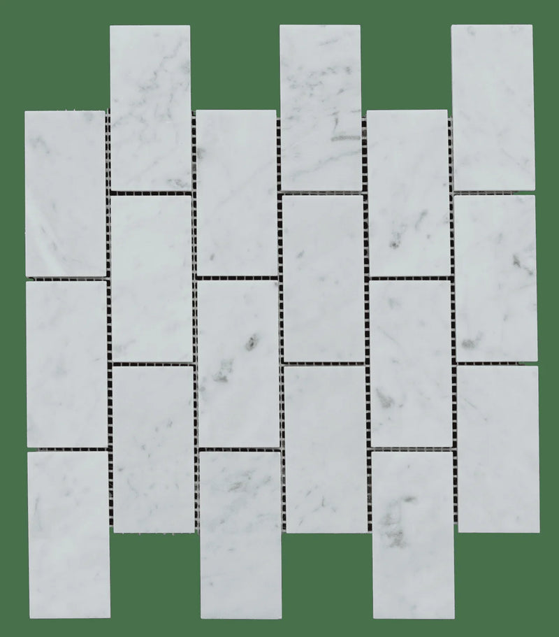 Carrara White Brick Straight Edge 2x4 Honed Marble Mosaic